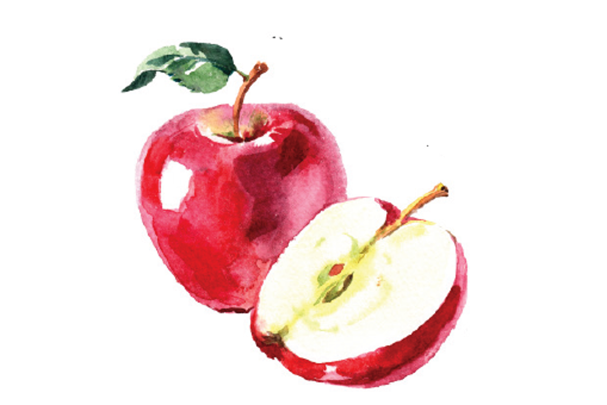 an illustration of red apples