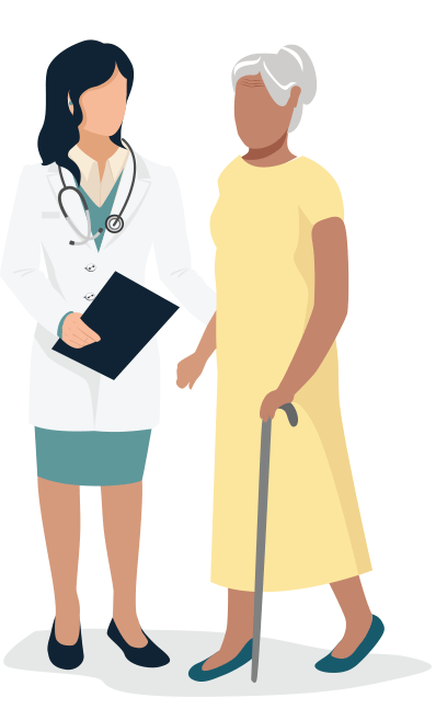 illustration of a woman doctor and an elderly patient