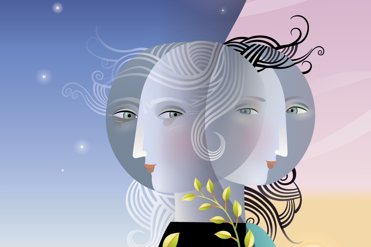 illustration of women aging with stars shining