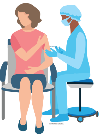 illustration of a medical worker giving a patient an injection